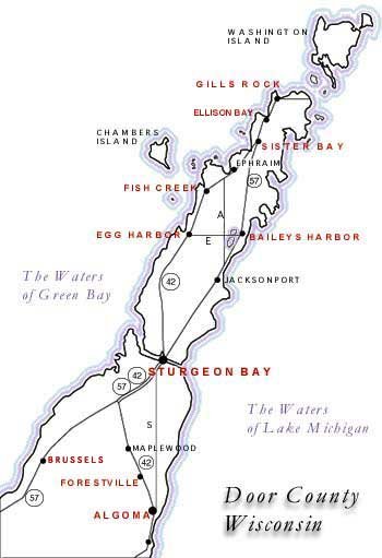 Door County, Wisconsin -- If your browser does not load this map, use text links below